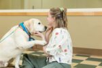 Therapy dog Ajax with young female patient