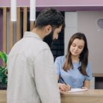 Patient checking in at Welcome Center